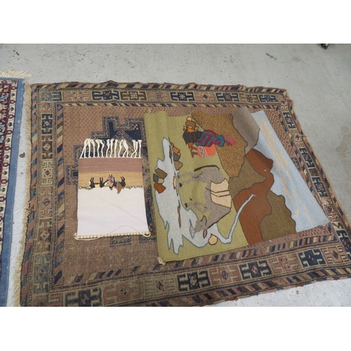239 - Two wool carpets plus two interesting wall carpets