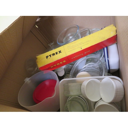 240 - Two boxes of kitchen crockery etc