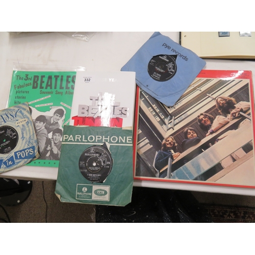 332 - Collection of Beatles records, book, souvenir magazine etc