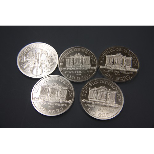 228 - Five .999 1ozt fine silver Austrian coins