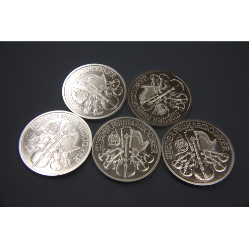 229 - Five .999 1ozt fine silver Austrian coins
