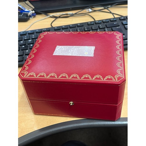 347 - Cartier ladies stainless steel tank wristwatch with cabochon sapphire to crown, number 607963UF, com... 