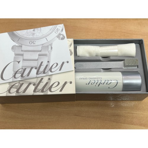 347 - Cartier ladies stainless steel tank wristwatch with cabochon sapphire to crown, number 607963UF, com... 