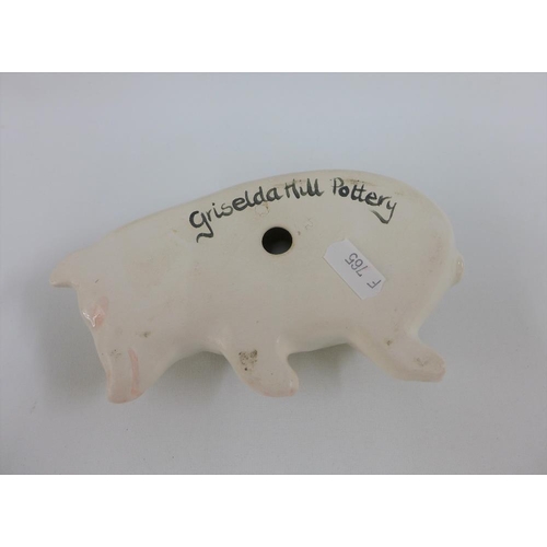 102 - Griselda Hill Pottery 'Wemyss' sleeping pig in the plums pattern,  18cm long