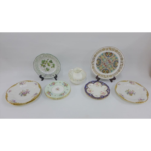 108 - Mixed floral patterned porcelain cabinet plates together with a Spode Lindisfarne plate, etc (12)