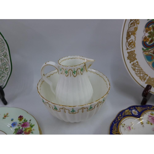 108 - Mixed floral patterned porcelain cabinet plates together with a Spode Lindisfarne plate, etc (12)