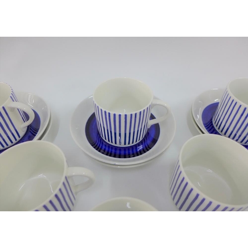 115 - Rorstrand 'Kadett' patterned blue and white coffee set, six place setting (12)