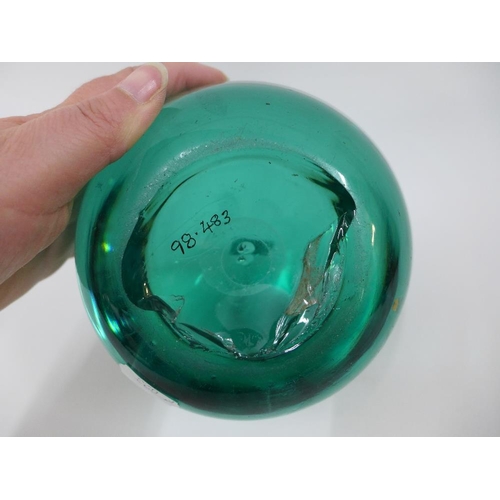 119 - Large green glass paperweight dump, 14cm high