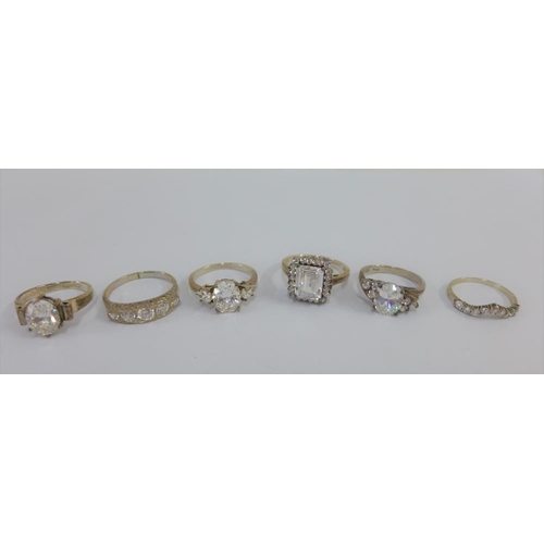 37 - Six silver gemset rings (6)