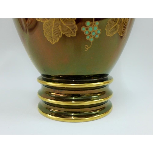 73 - Carlton Ware Rouge Royale fruit and vine patterned vase, printed backstamps, 29cm high