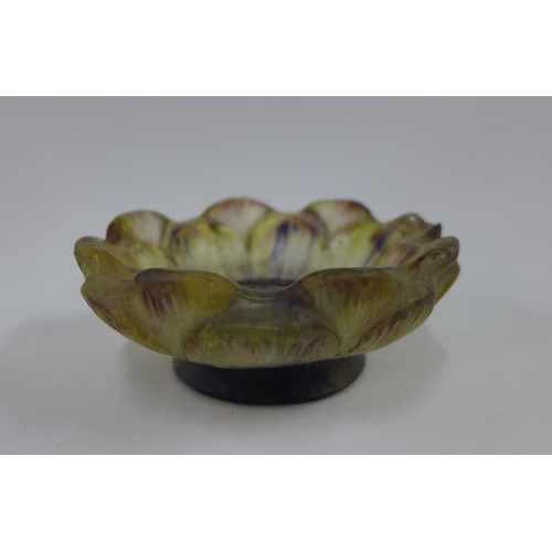 78 - Gabriel Argy-Rousseau pate-de-verre opaque glass flowerhead dish, (chip to one petal) signed in the ... 