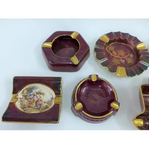 89 - Collection of nine Carlton Ware Rouge Royale ashtrays (9)