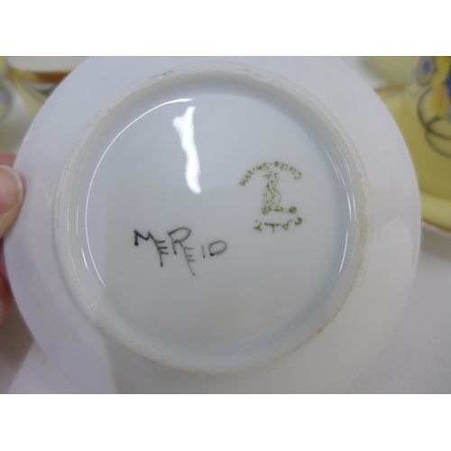 102 - Early 20th Century Czechoslovakia handpainted coffee set comprising coffee pot, sugar bowl, cream ju... 