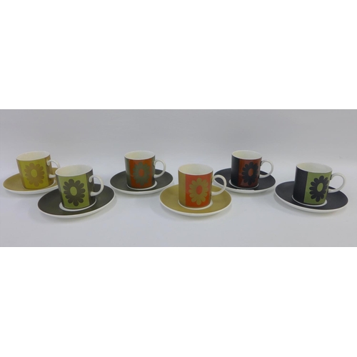 112 - Susie Cooper for Wedgwood Carnaby Daisy patterned coffee set  comprising six cups and six saucers