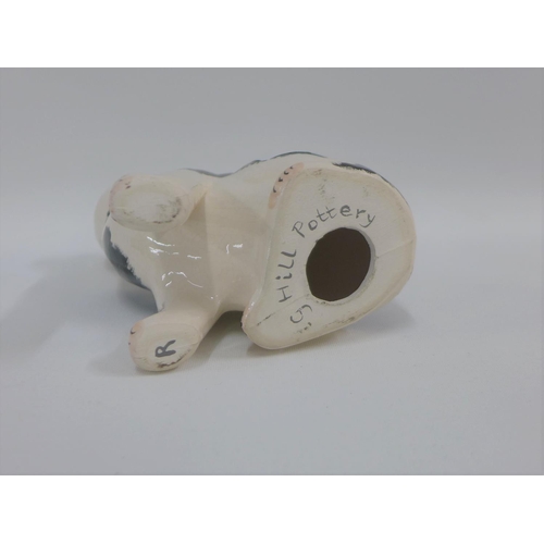 75 - Griselda Hill black and white glazed Wemyss style cat, printed backstamps, 18cm high