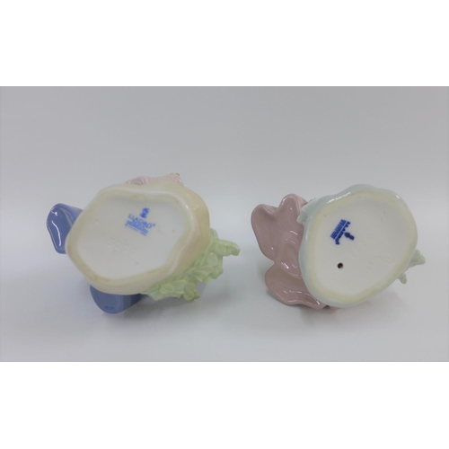 77 - Two Lladro flower girl porcelain figures, with printed backstamps, tallest 18cm