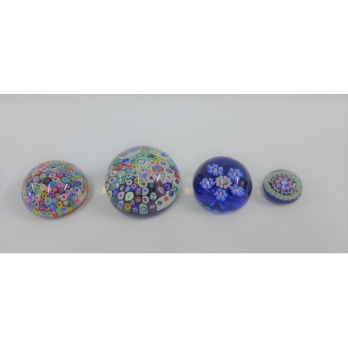 78 - Collection of four millefiore paperweights to include Strathearn, etc,  largest 8.5cm (4)