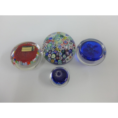 78 - Collection of four millefiore paperweights to include Strathearn, etc,  largest 8.5cm (4)