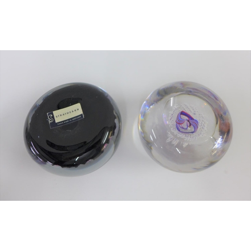 90 - Strathearn millefiore glass paperweight and another (2)