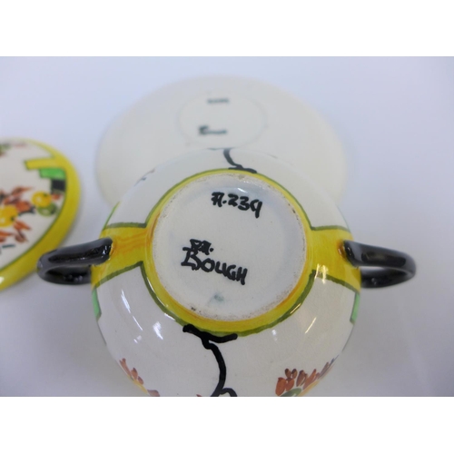 99 - Bough Scottish pottery bowl, cover and plate trio, hand painted by Richard Amour, (3)