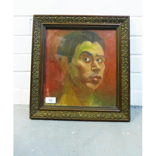 102 - 20th School,  Portrait of a man,  oil on board, apparently unsigned,  framed under glass, 26.5 x 29c... 