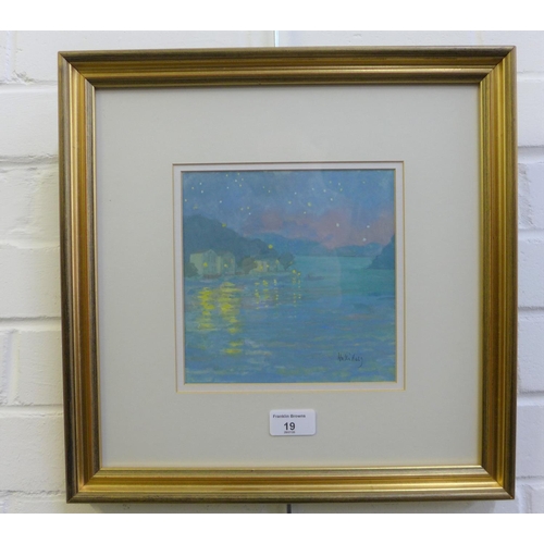 19 - Irene Halliday, (Scottish b. 1931)  Night Water, gouache, signed,  in glazed giltwood frame with a T... 