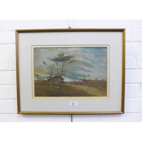 28 - J Taylor Brown,  Moorland Landscape,  watercolour, signed,  in glazed frame, 35 x 24cm