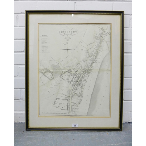 37 - Plan of the Town of Kirkcaldy, in glazed frame, 43 x 55cm