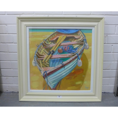 43 - Graham High,  East Coast Creeler,  oil on canvas, signed,  in glazed frame, 50 x 50cm