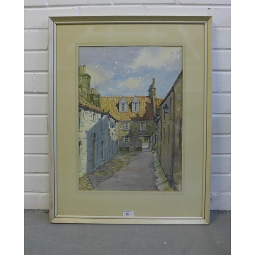 45 - L.Firth,  Louden's Close St Andrews,  watercolour, signed,  in glazed frame, 36 x 50cm