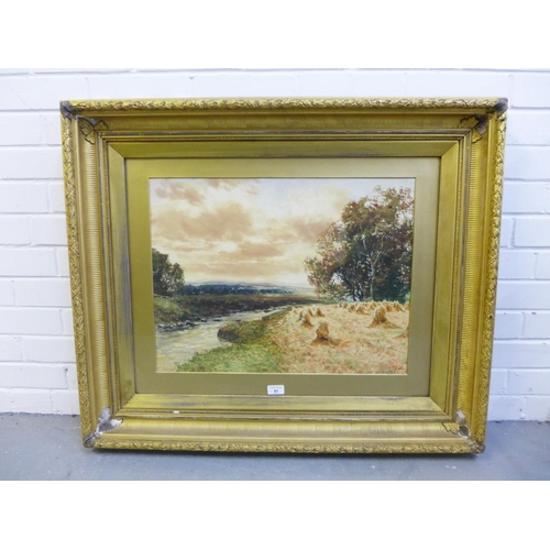 81 - Hamilton Glass,  River Scene,  watercolour, signed,  in a glazed and ornate giltwood frame, 58 x 44c... 