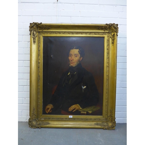 86 - 19th century school,  half length portrait of a gentleman,  oil on canvas, apparently unsigned,  in ... 