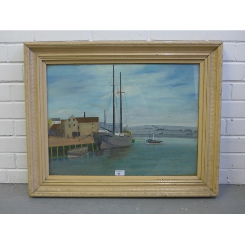 90 - 20th century school,  Harbour Scene,  oil on board, apparently unsigned,  in glazed frame, 59 x 45cm... 