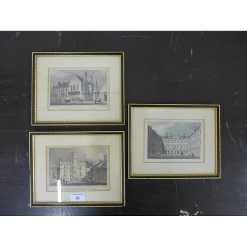 92 - Three Edinburgh coloured prints to include the Quadrangle of the Castle, Holyrood Palace and Regent ... 