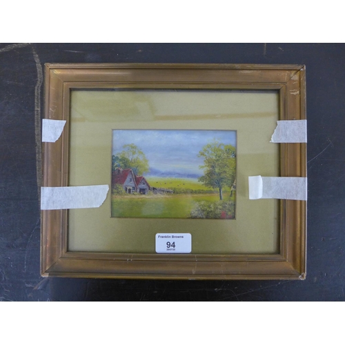 94 - Early 20th Century School,  Farmyard Scene,  oil, signed with a monogram and dated '06,  in glazed f... 