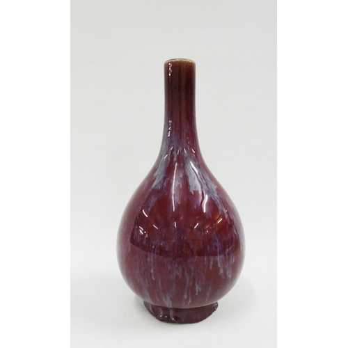 132 - Chinese Jun Ware type glazed bottle neck vase, 20cm high