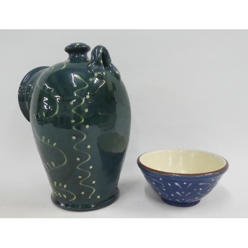 148 - Studio pottery salt crock and similar bowl, tallest 25cm (2)