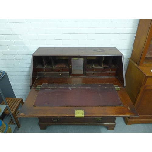 202 - 19th century mahogany secretaire chest with a fall front and fitted interior over four graduated lon... 