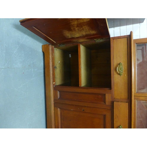 203 - 19th century mahogany bookcase cabinet, the cornice top over a pair of glazed doors with two cupboar... 