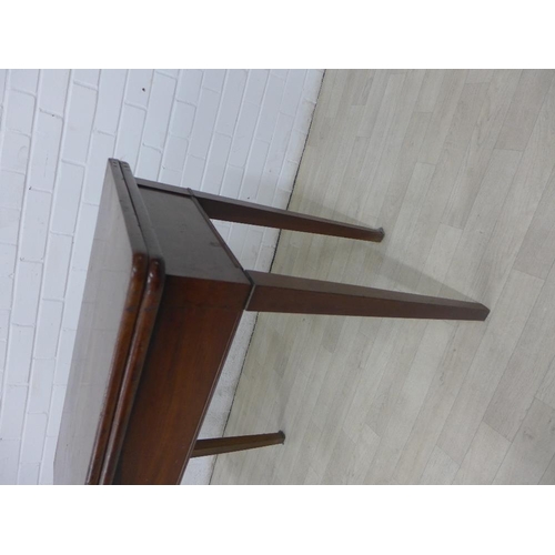 241 - Mahogany fold over table on square tapering legs, 76 x 42cm