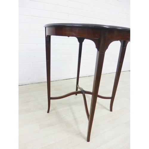 242 - Edwardian mahogany and inlaid  occasional table on tapering legs with an  undertier, 71 x 60cm