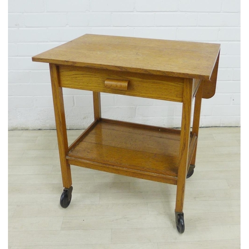 250 - Early 20th century oak side table / trolley, 63 x 59cm