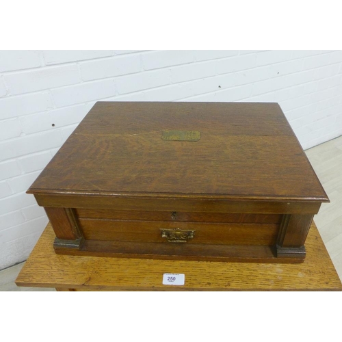 251 - Early 20th century oak canteen of cutlery containing a suite of Epns flatware (a lot)