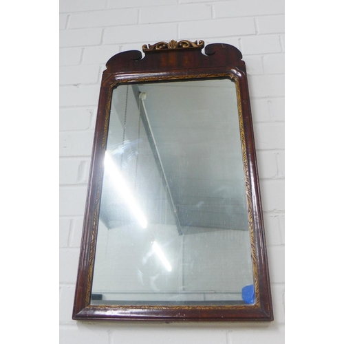 253 - Mahogany and parcel gilt wall mirror, 72 x 39cm