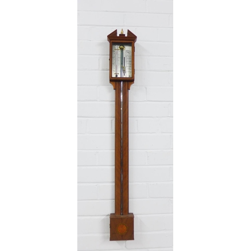 254 - St James mahogany and inlaid stick barometer, 96 x 39cm