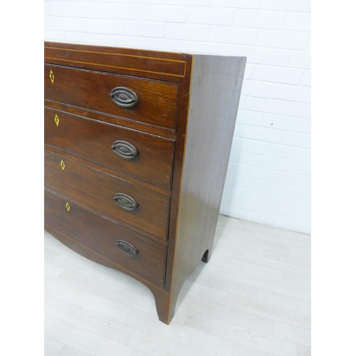 261 - 19th century mahogany chest with four long drawers, 93 x 97cm