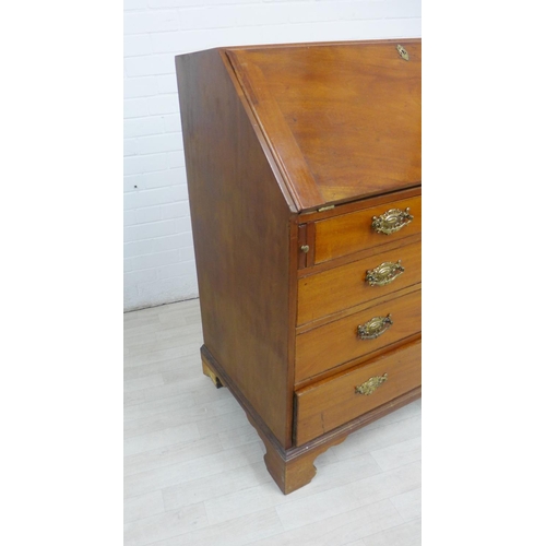 271 - 19th century mahogany bureau chest with a fall front, pull out slides and four graduating long drawe... 