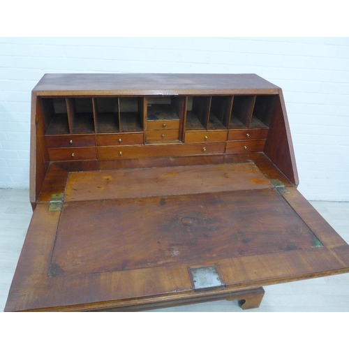 271 - 19th century mahogany bureau chest with a fall front, pull out slides and four graduating long drawe... 