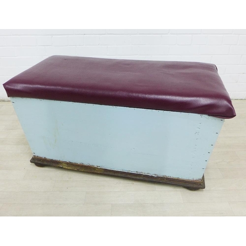 286 - Painted Ottoman box with a vinyl top, 50 x 94cm