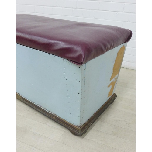 286 - Painted Ottoman box with a vinyl top, 50 x 94cm